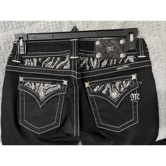Miss me boot cut embellished pocket jeans black size 28 Y2K - Picture 3 of 9